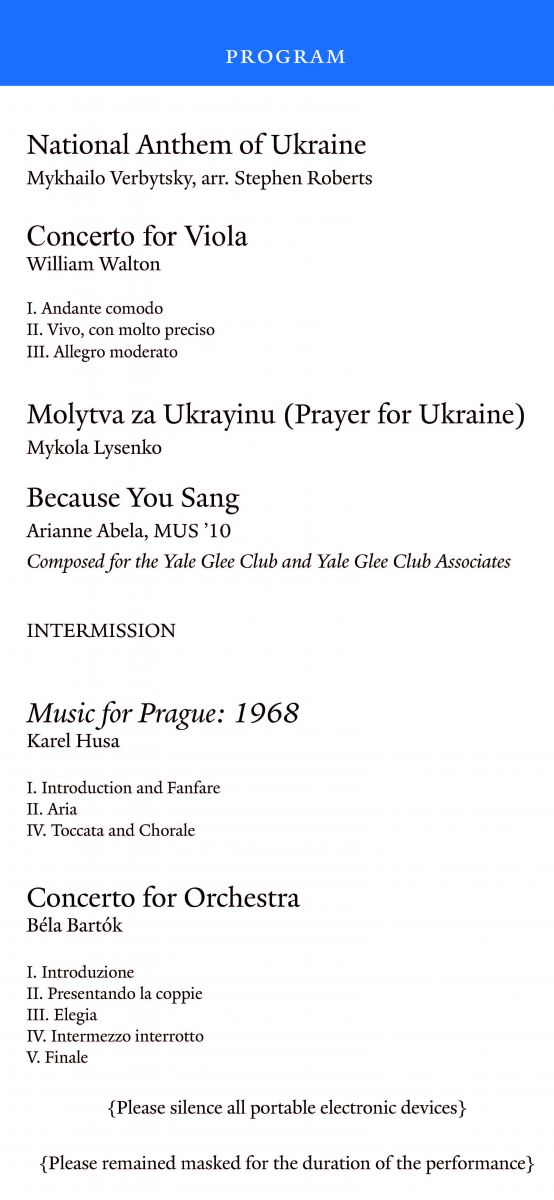 Yale Symphony Concert Program First Page